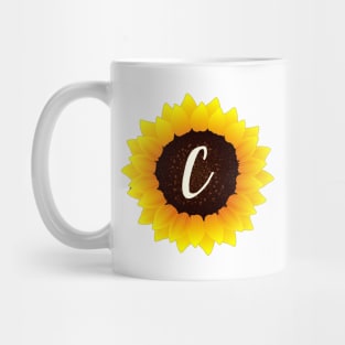 Floral Monogram C Bright Yellow Sunflower Mug